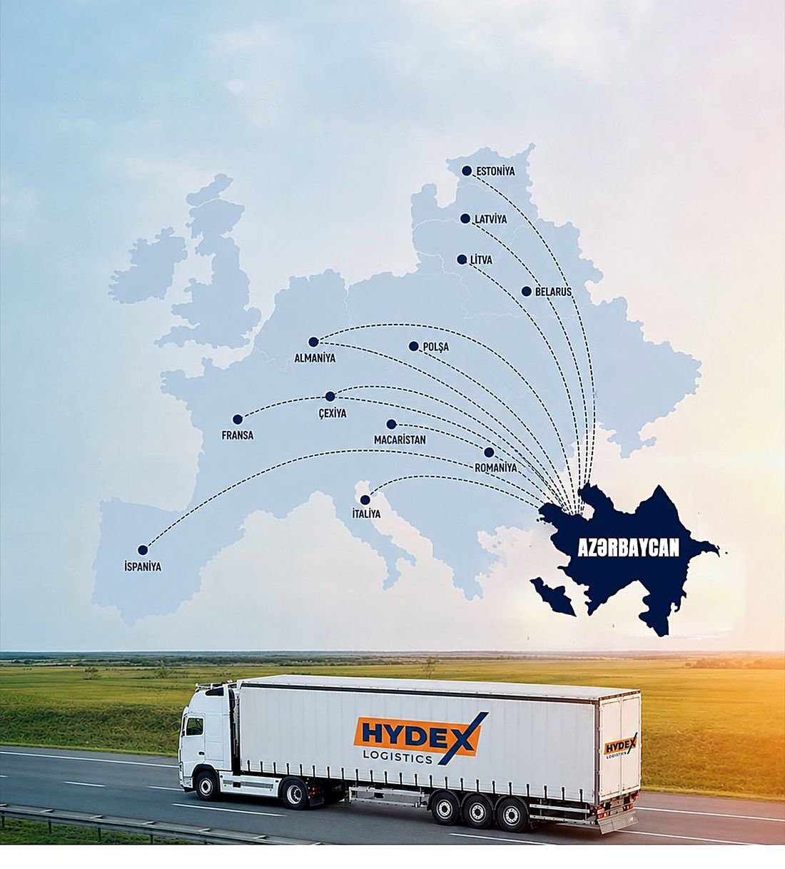 HYDEX Logistics-in Azərbaycandan Avropaya marşrut xəritəsi
